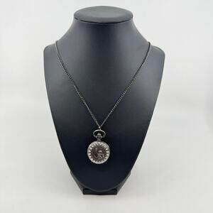 Statue of Liberty New York Watch Locket Necklace 30" Nickle Finish With Crystals